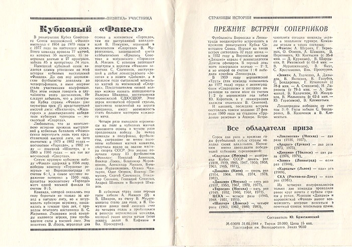 Зенит (Ленинград) - Факел (Воронеж) 1:0 д.в.